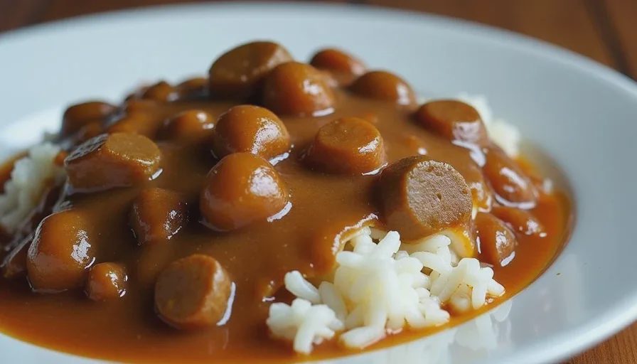 Bowl of gravy or stew made after fixing a kitchen mistake
