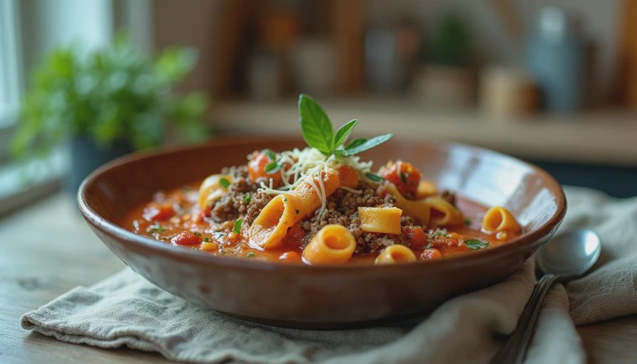 Visual context for Lasagna soup